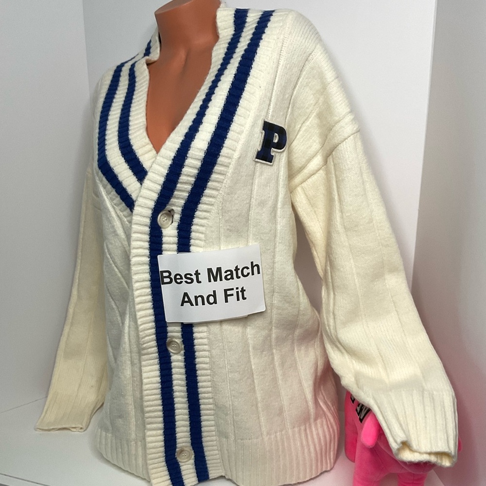 Victoria’s Secret PINK M Logo Embroidery P Patch Cardigan Sweater Long Button-up